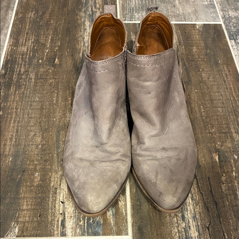 Franco Sarto weathered gray leather booties